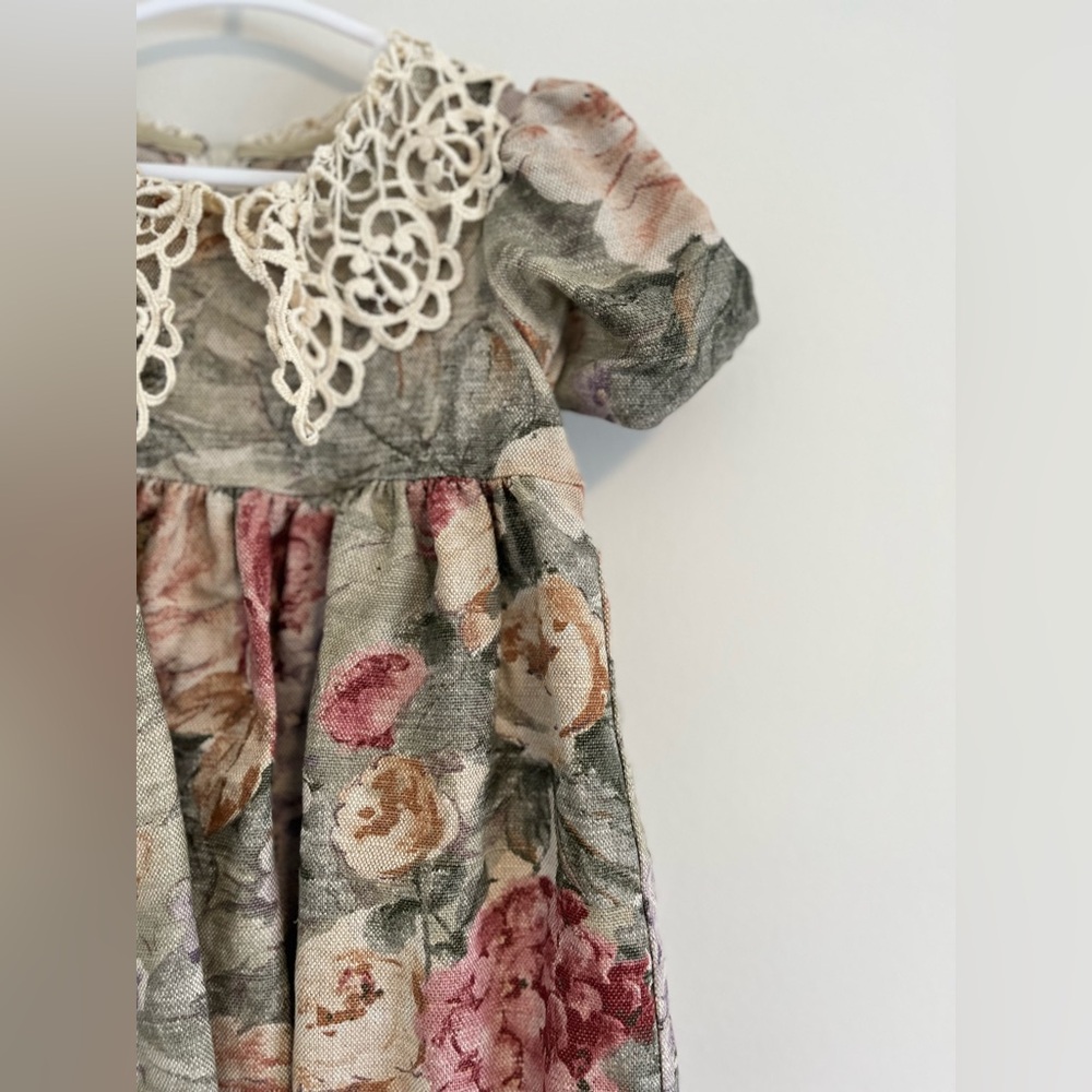 Vintage Good Lad linen blend floral dress with lace collar 🖤 - Picture 2 of 10